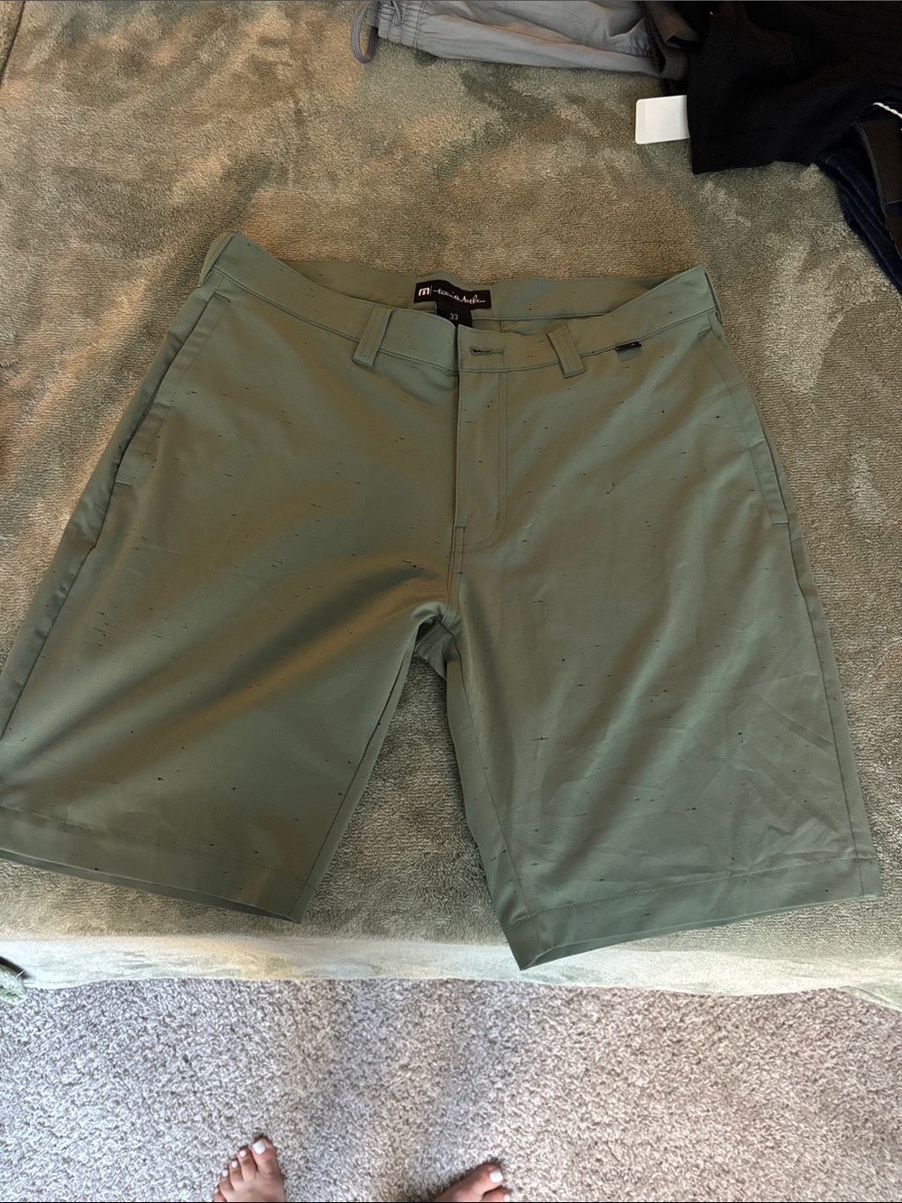 Travis Mathew Men's Olive Flat-Front Performance Shorts